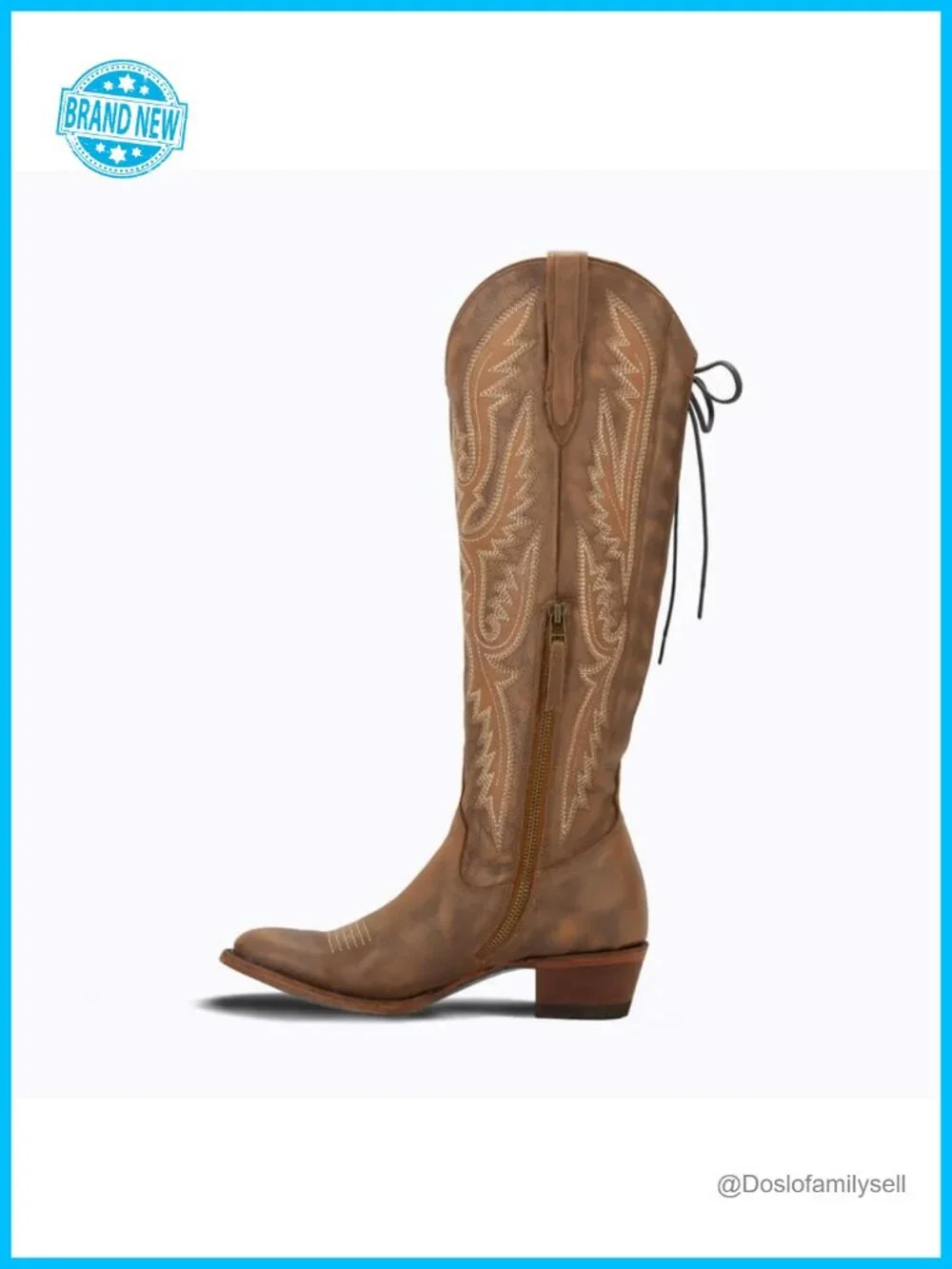 Over the Knee Cowboy Boots Thigh High Western Boots Adjustable Side Zip